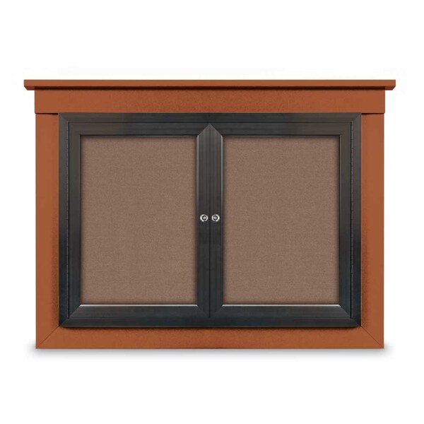 United Visual Products 18"x24" 1-Door Enclosed Letterboard, Grey Vinyl/Lt Oak UV2620O-LTOAK-GREYVL - main